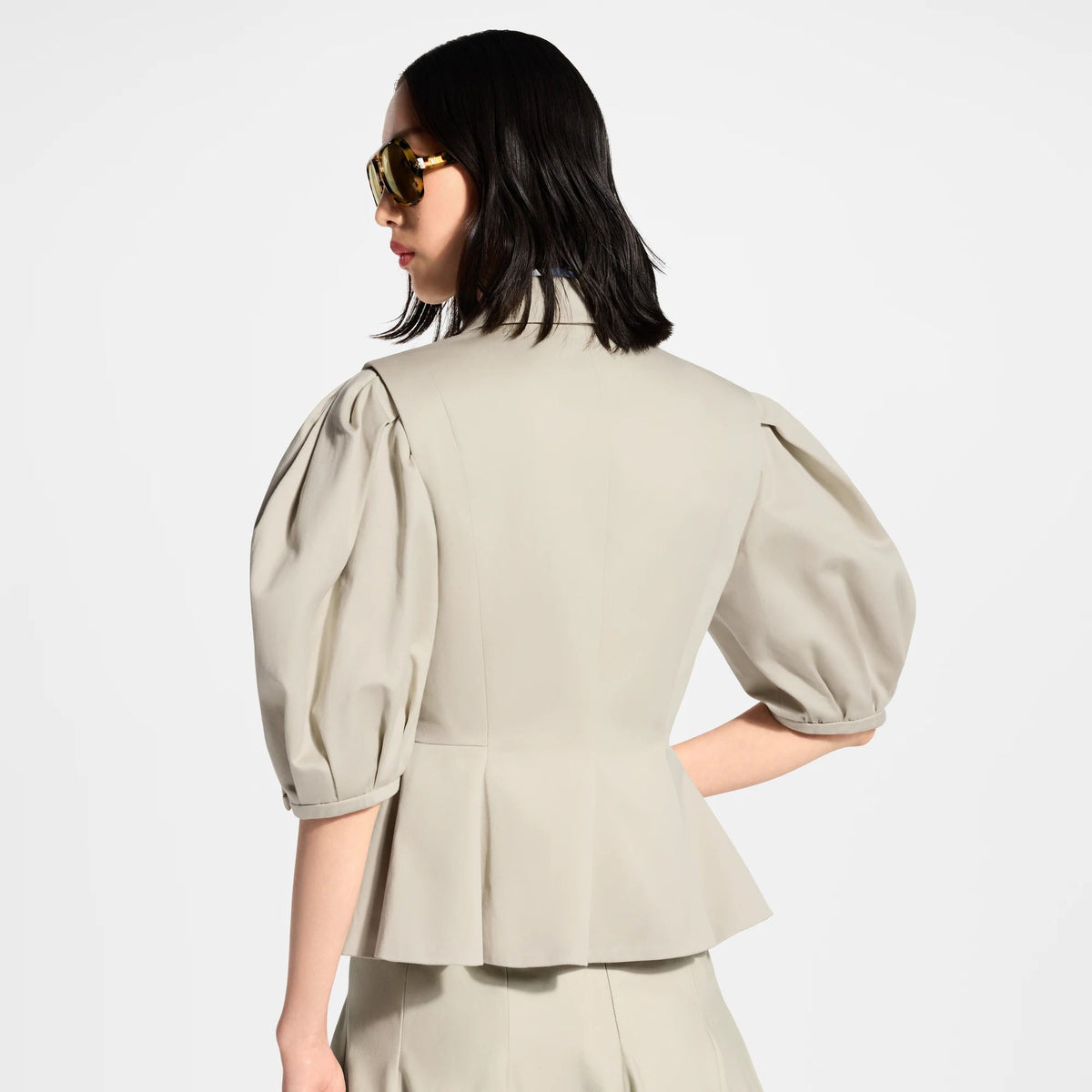 Women's Balloon Sleeve Cotton Gabardine Jacket