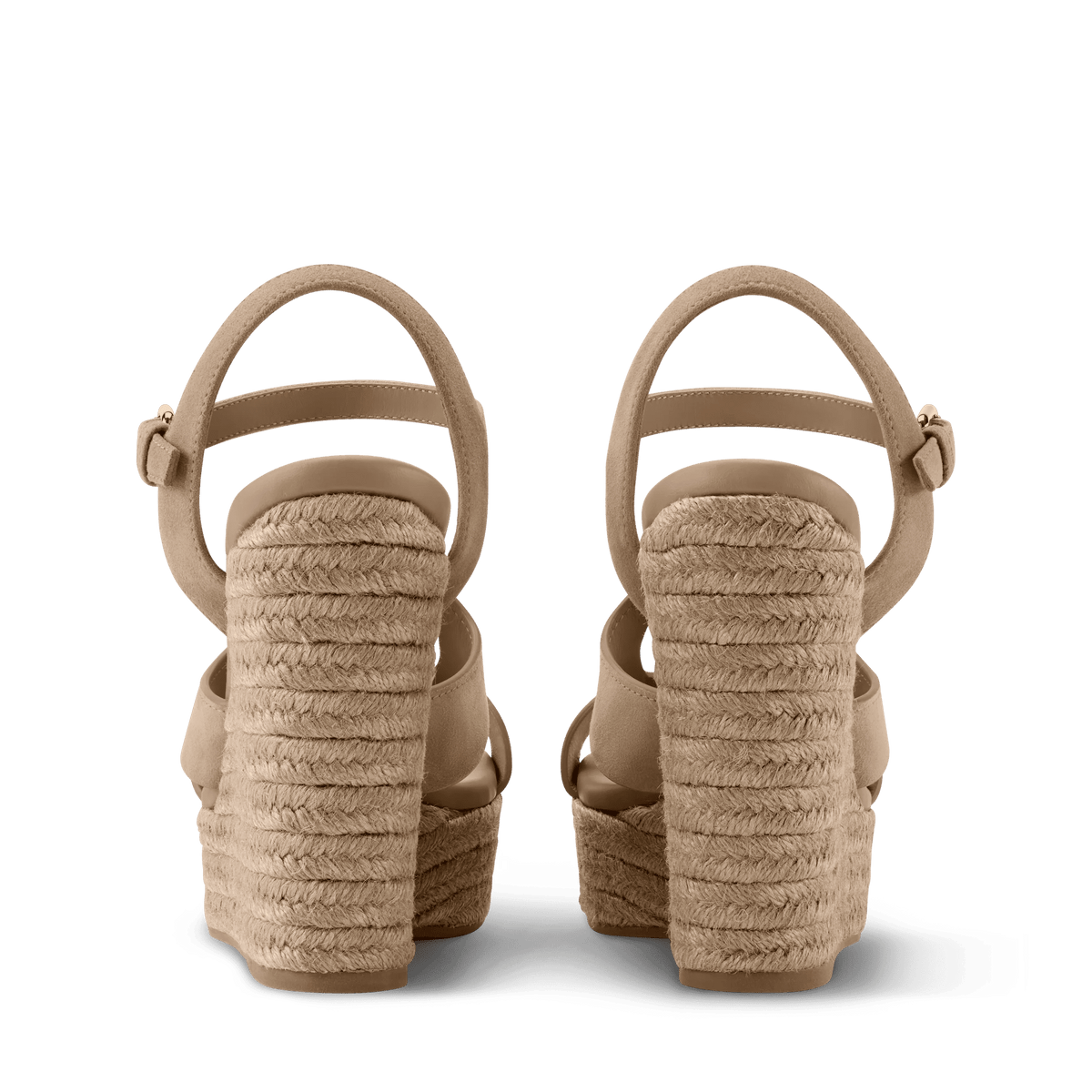Women's LV Isola Beige Suede Baby Goat Leather Wedge Espadrille 1AJNBI