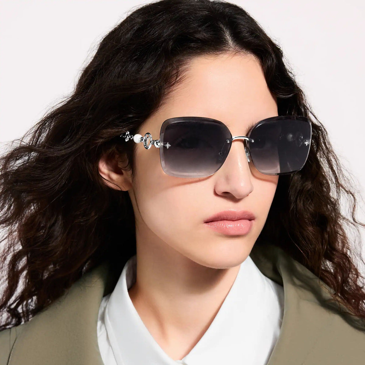 Women's Jewel Pearl Square Sunglasses