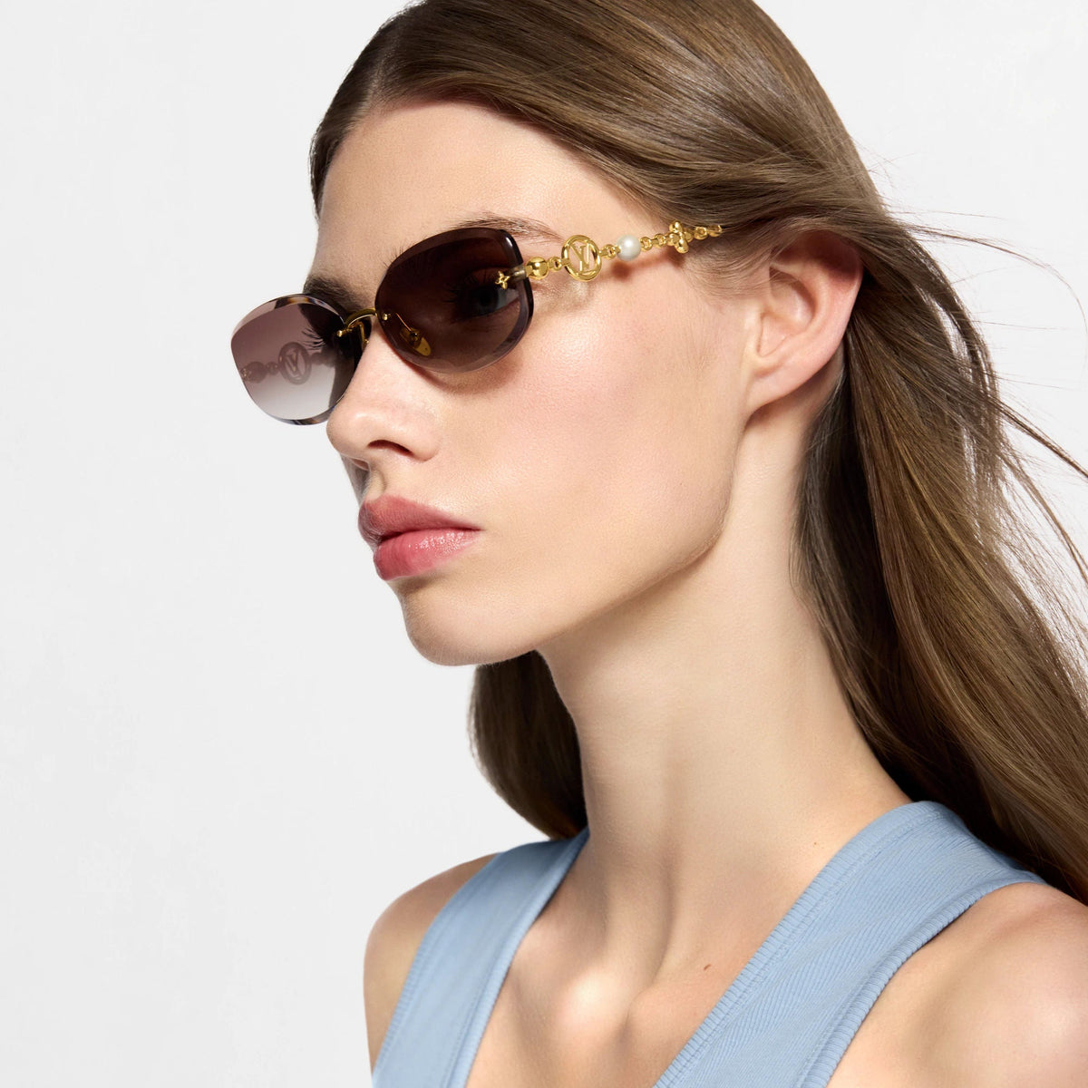 Women's Jewel Pearl Oval Sunglasses