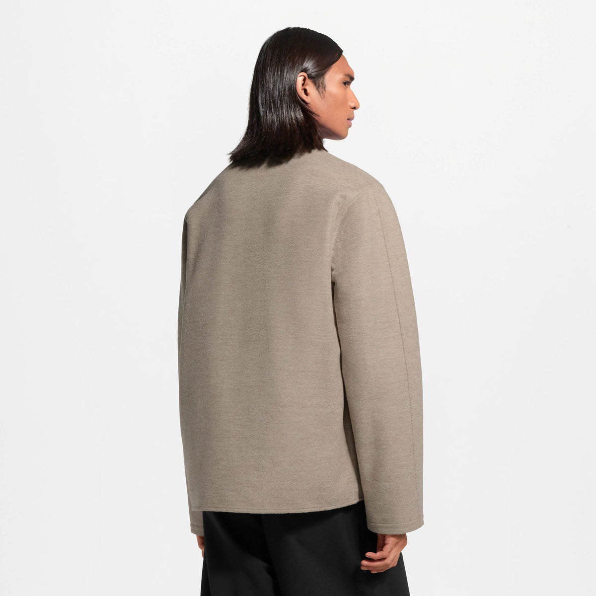 Men's Monogram Double Face Collarless Jacket