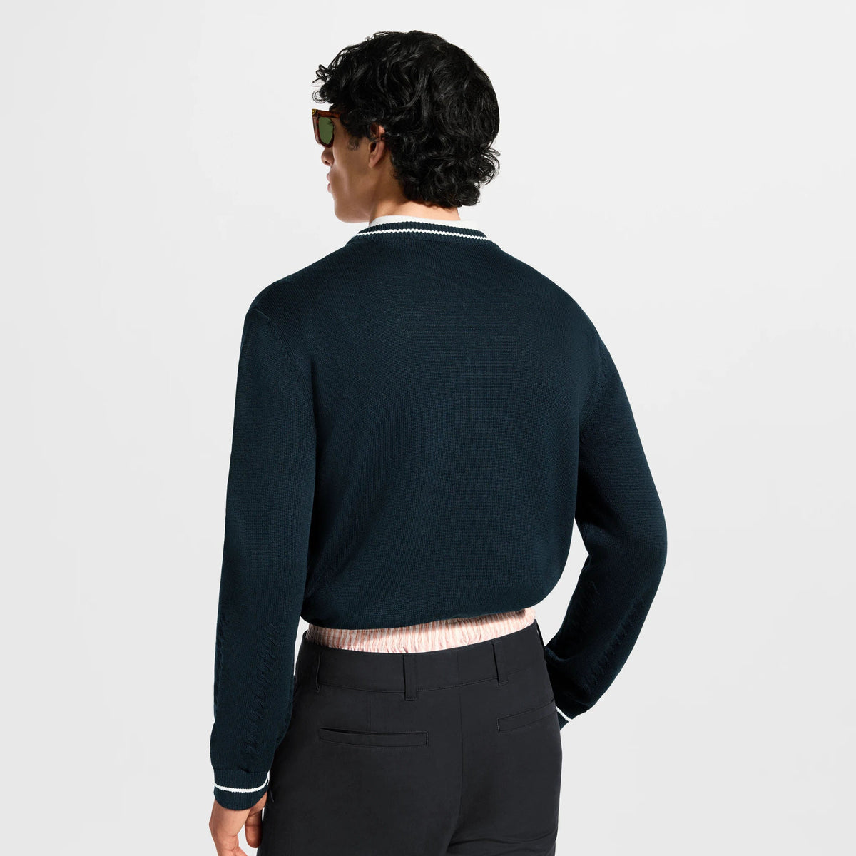 Men's Silk Blend Cable V-Neck Pullover