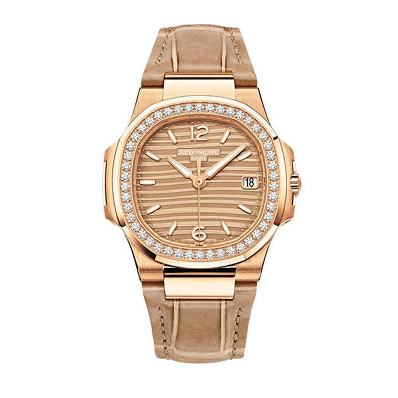 Patek Philippe Nautilus Date Sweep Seconds - 32 mm - Rose Gold - Golden Dial - 7010R-012
