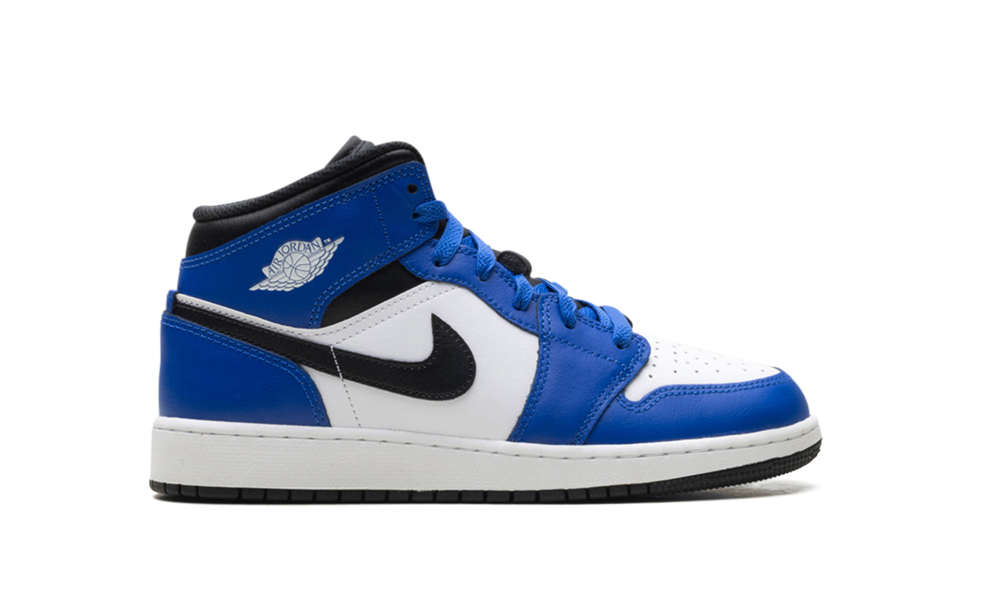 AJ 1 Mid GS "Game Royal White Black"