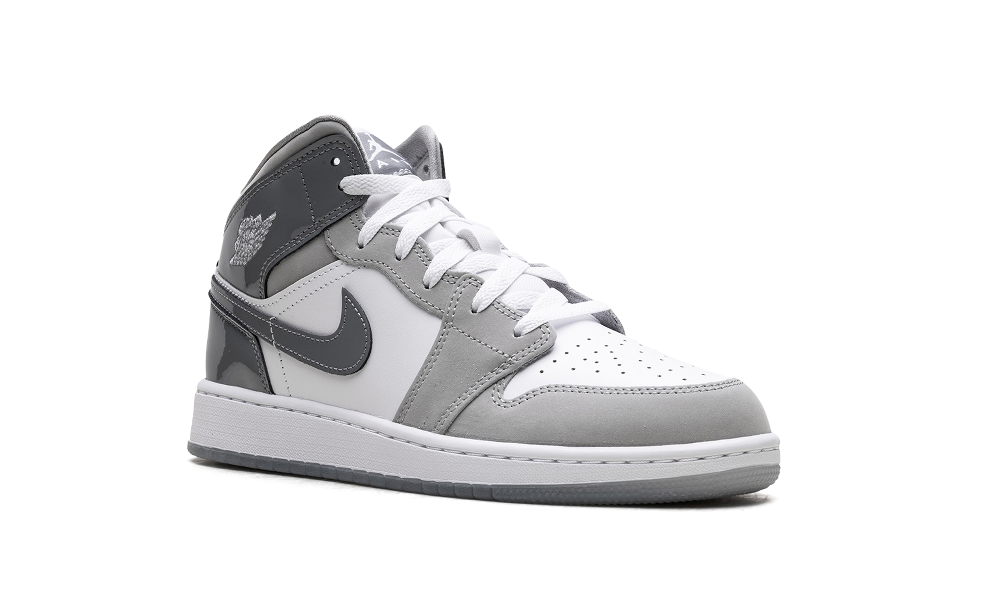 AJ 1 Mid GS "White Medium Cool Grey"