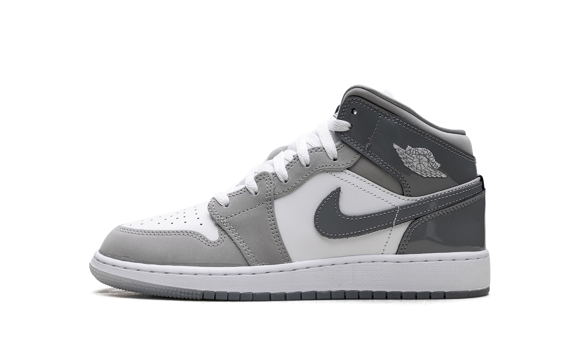 AJ 1 Mid GS "White Medium Cool Grey"