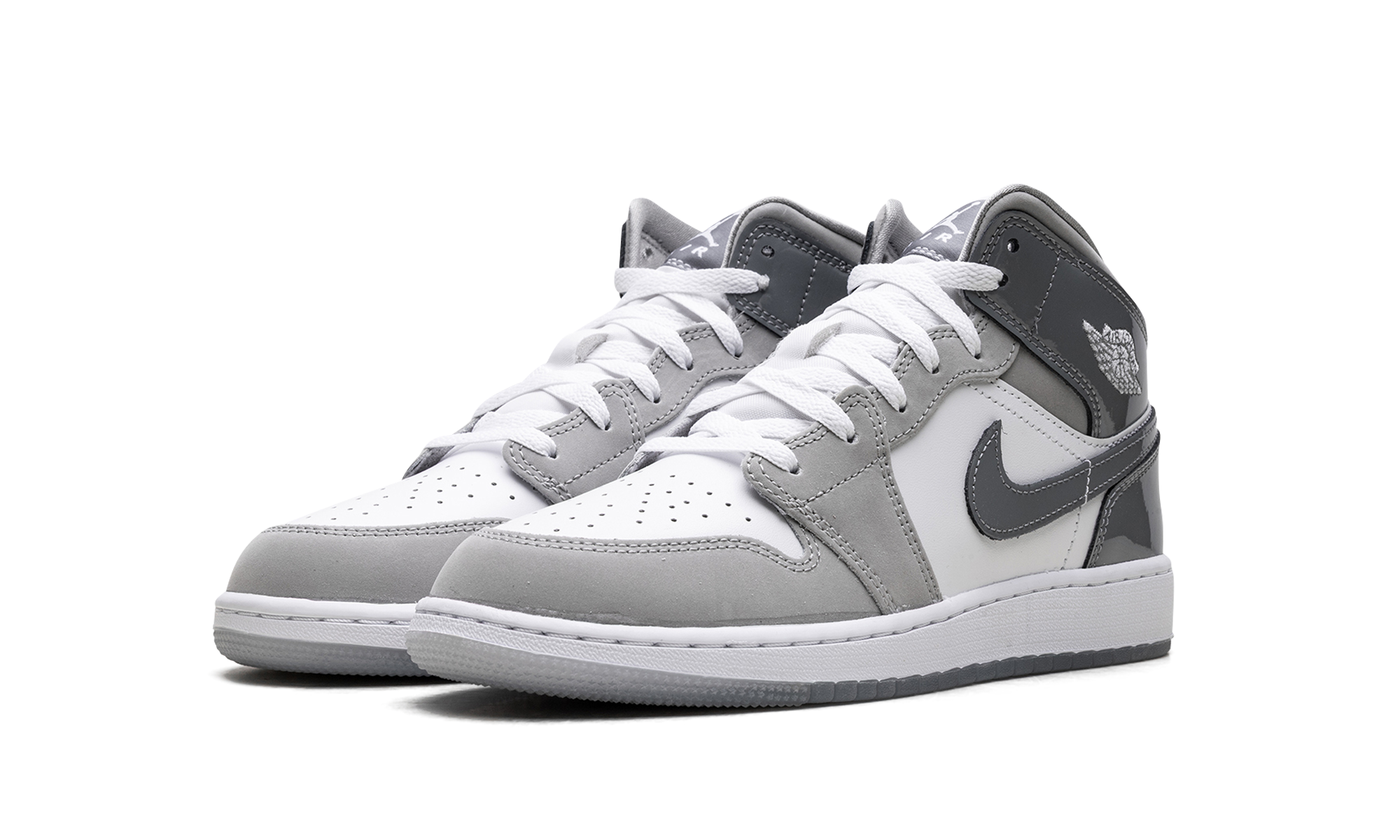 AJ 1 Mid GS "White Medium Cool Grey"