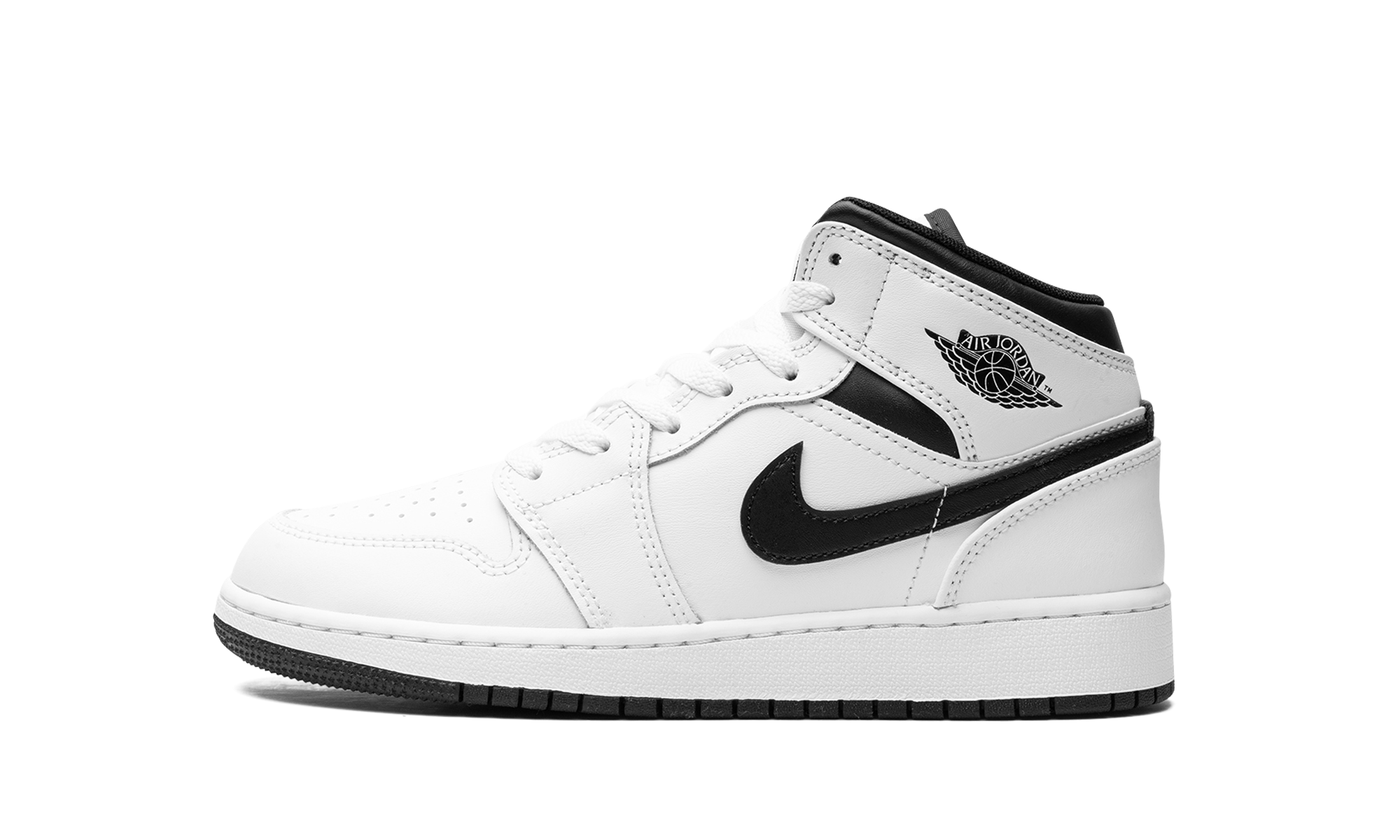 AJ 1 Mid GS "White/black"