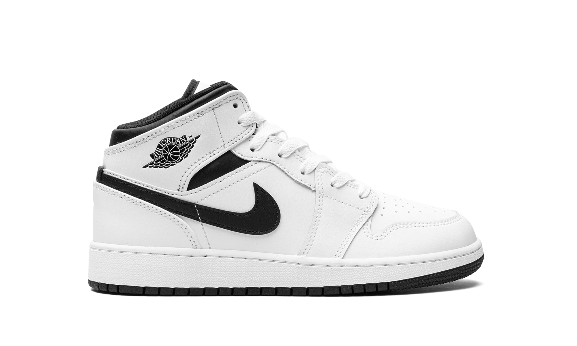 AJ 1 Mid GS "White/black"