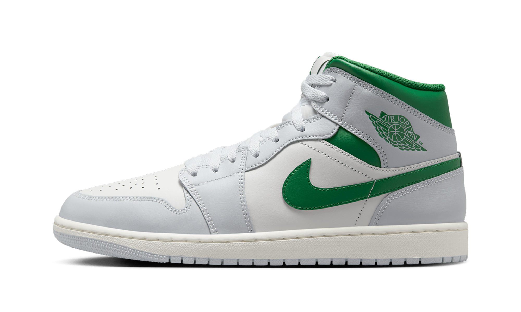 AJ 1 Mid "White Pure Platinum Pine Green"
