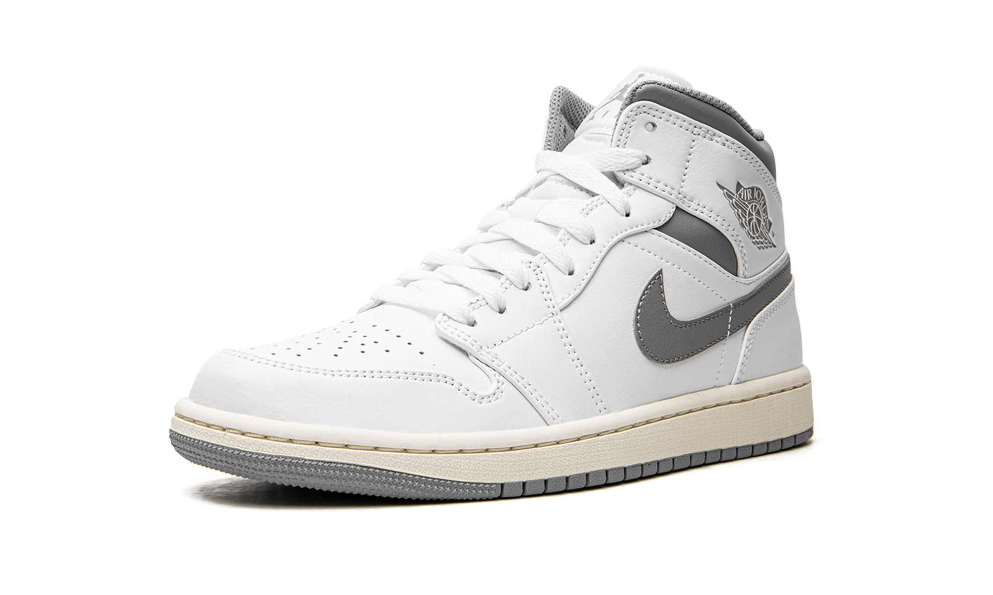 AJ 1 Mid "White / Stealth Grey"