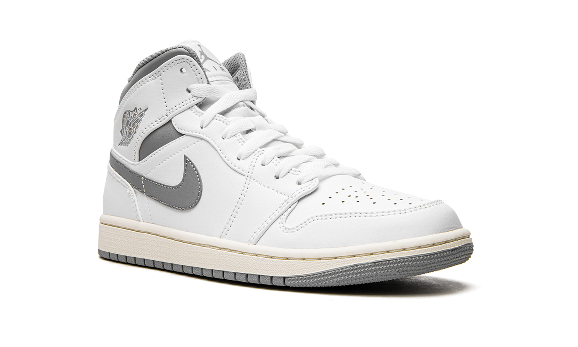 AJ 1 Mid "White / Stealth Grey"