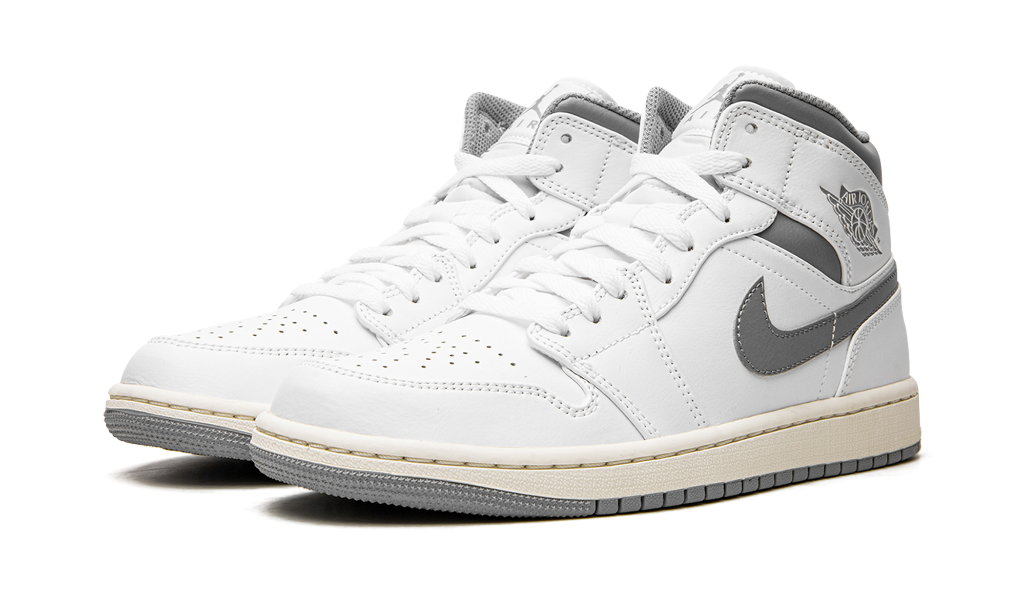 AJ 1 Mid "White / Stealth Grey"