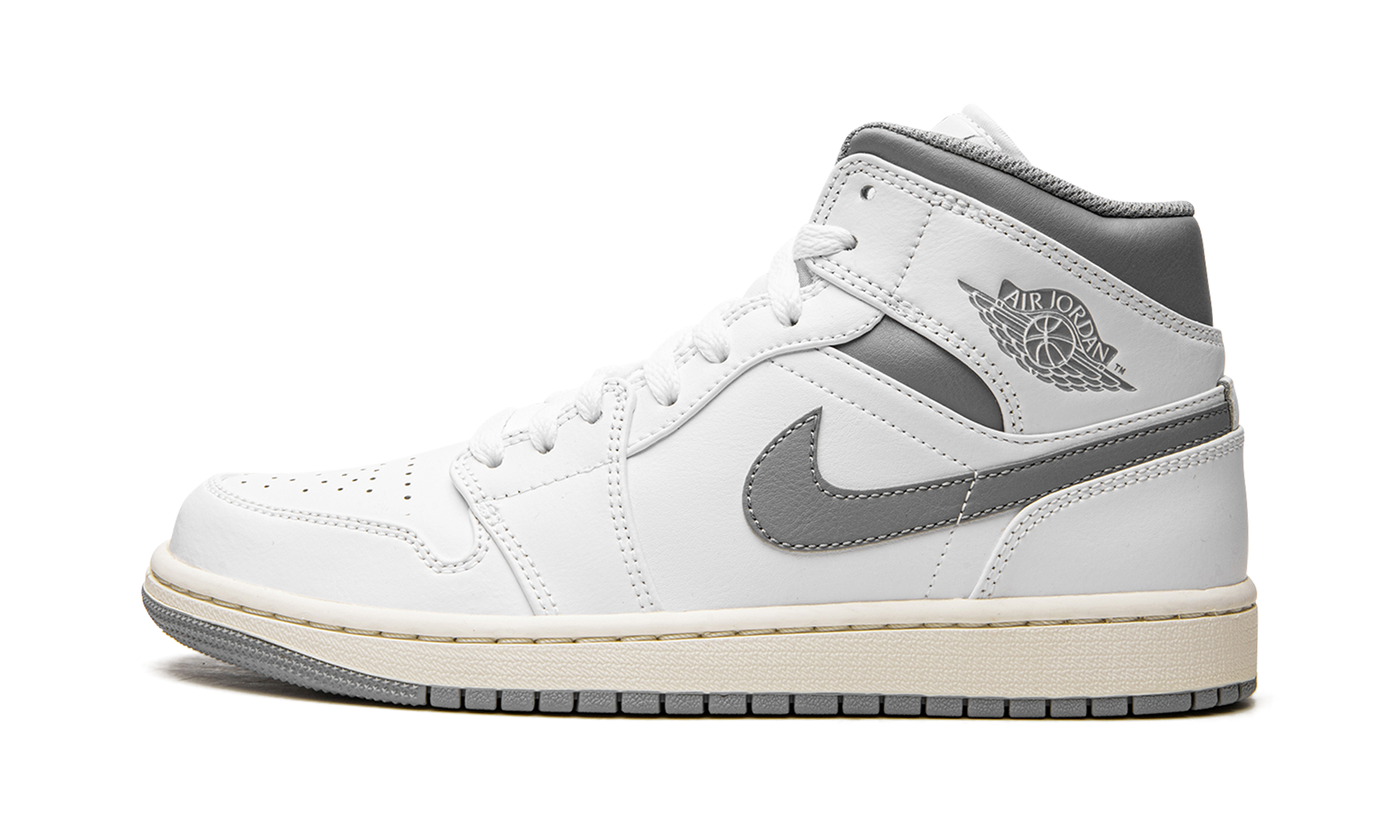 AJ 1 Mid "White / Stealth Grey"