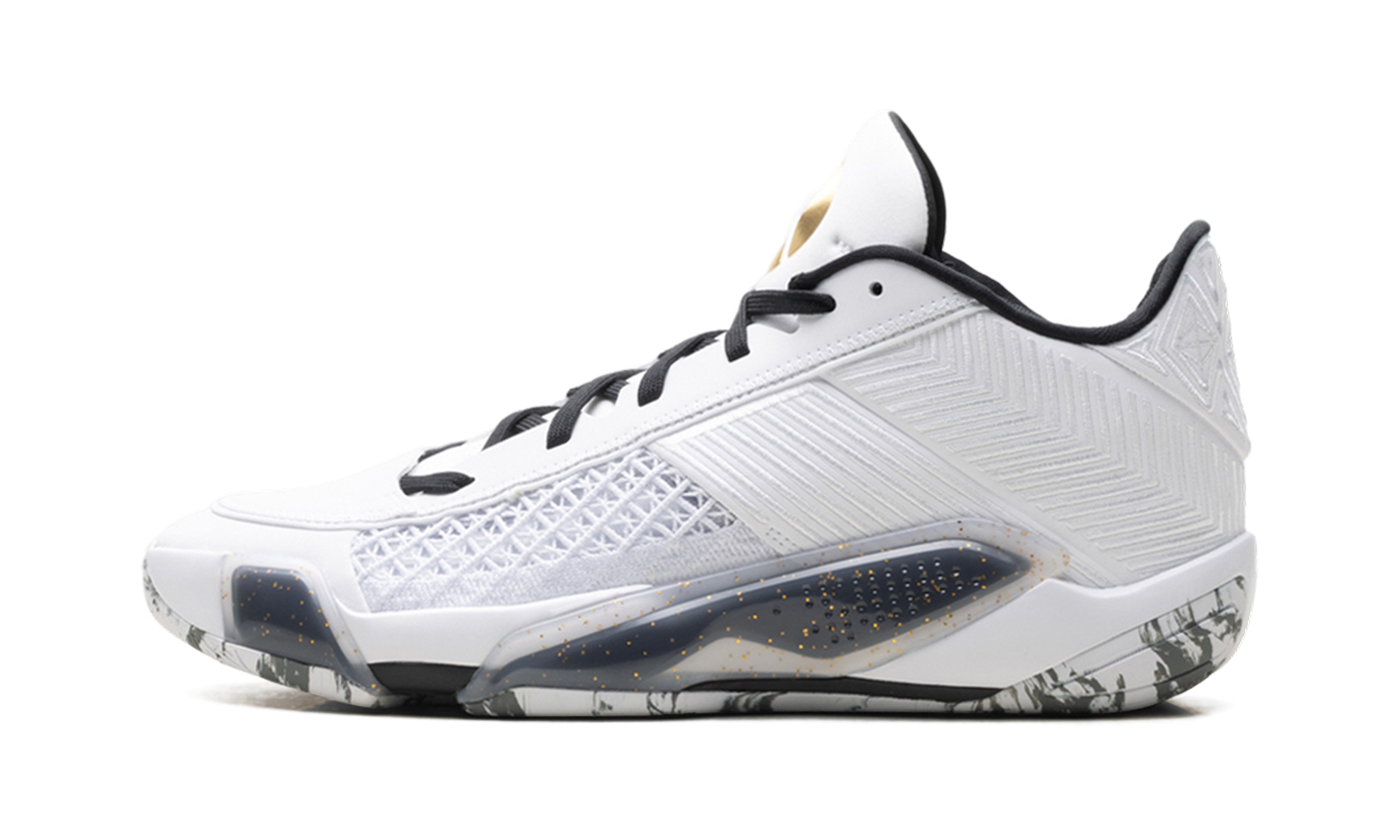 AJ 38 Low "White Metallic Gold Black"