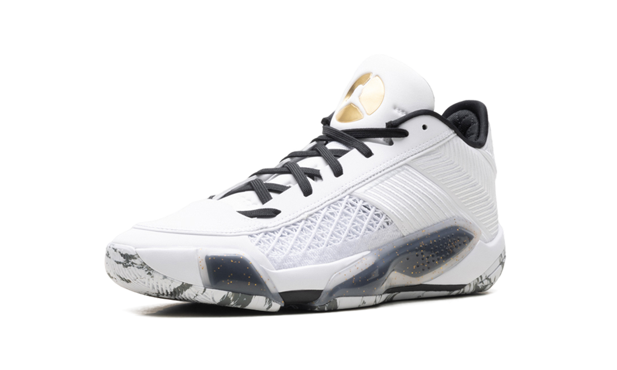 AJ 38 Low "White Metallic Gold Black"