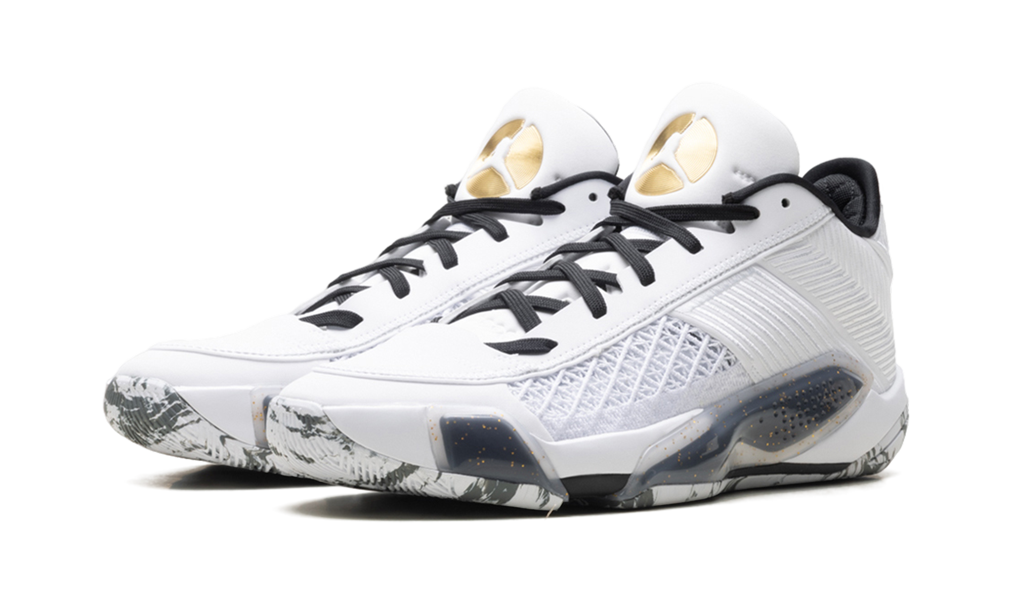 AJ 38 Low "White Metallic Gold Black"