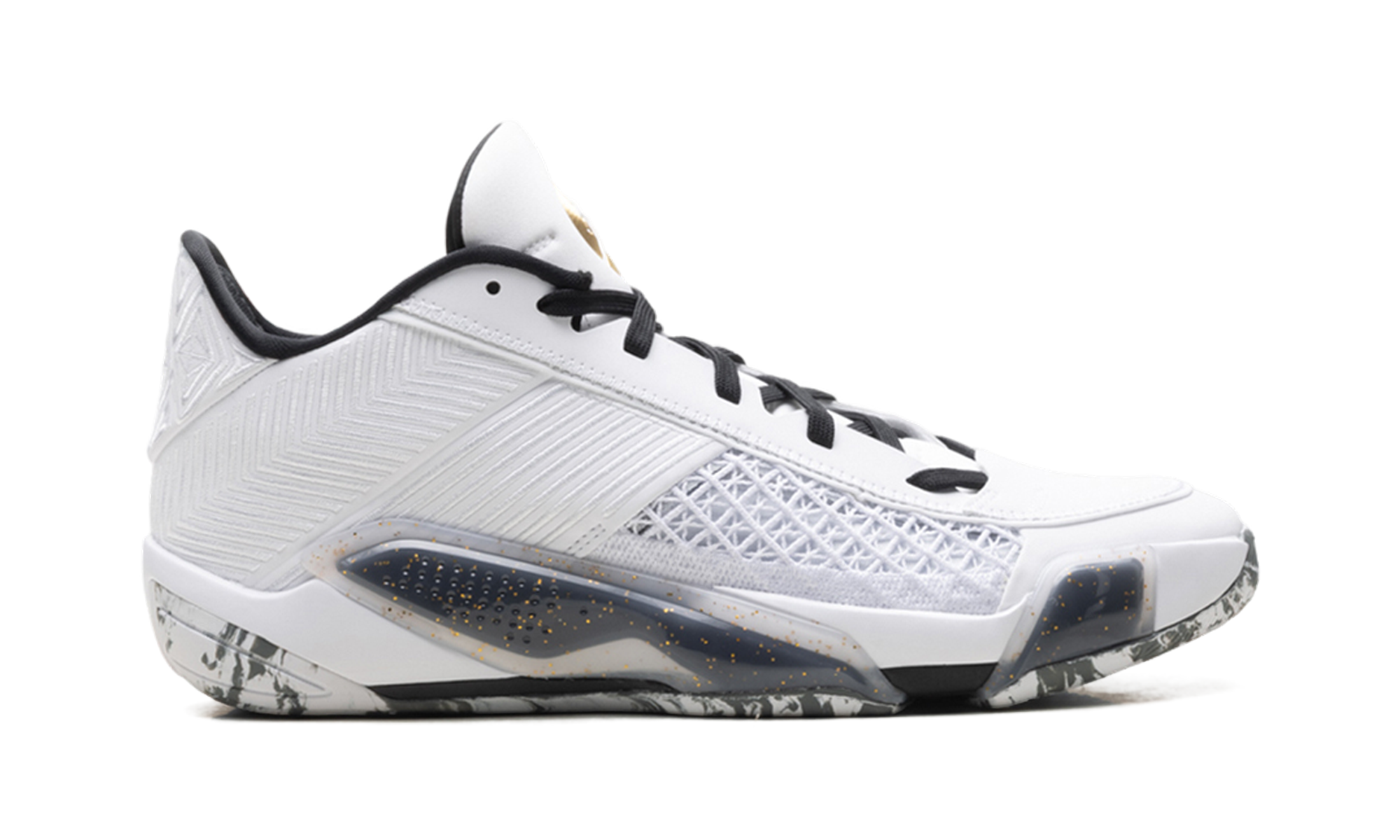 AJ 38 Low "White Metallic Gold Black"