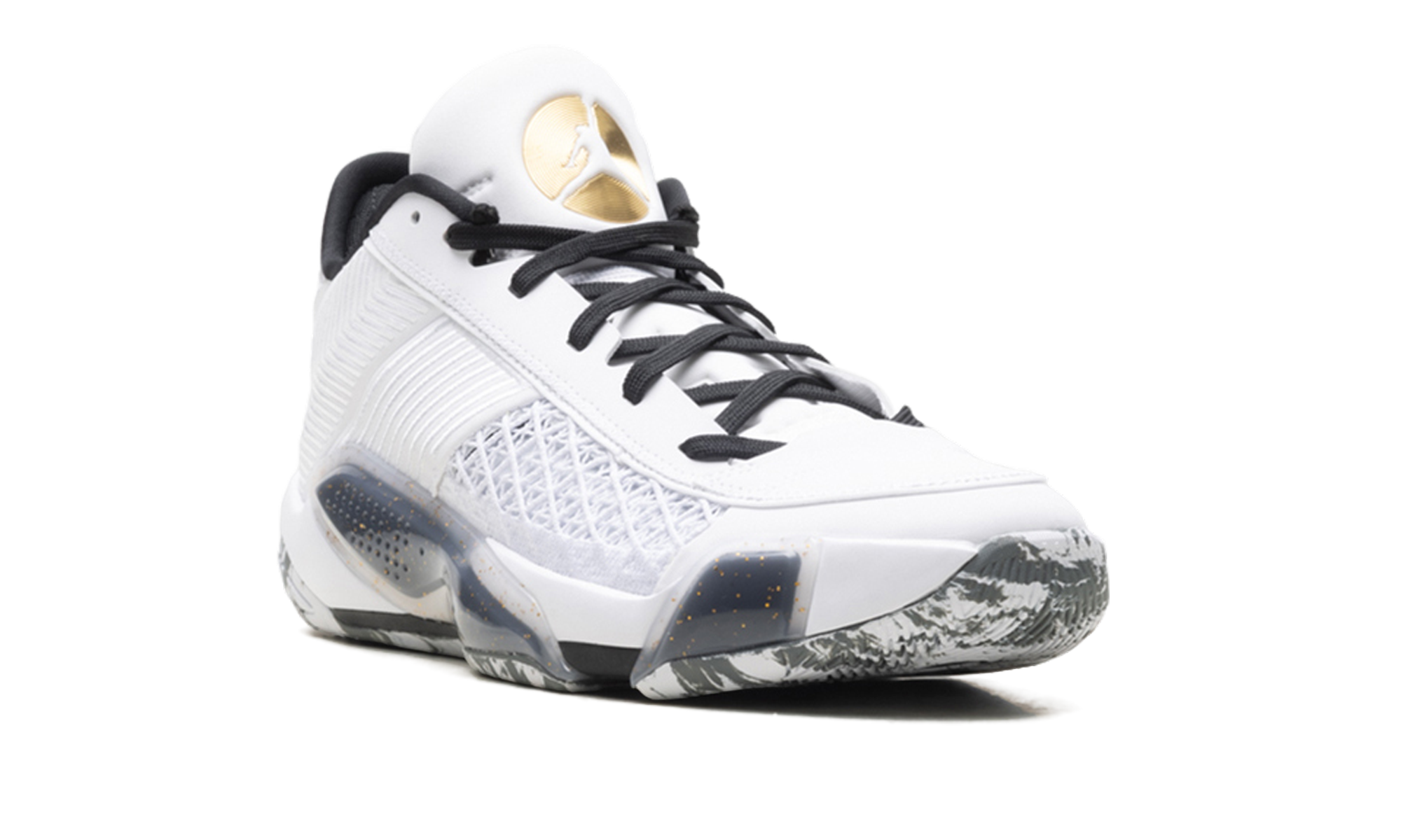 AJ 38 Low "White Metallic Gold Black"