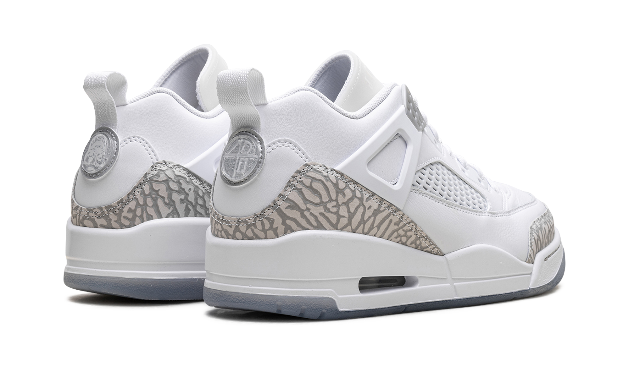 AJ Spizike Low "White Metallic Silver Barely Blue Neutral Grey"