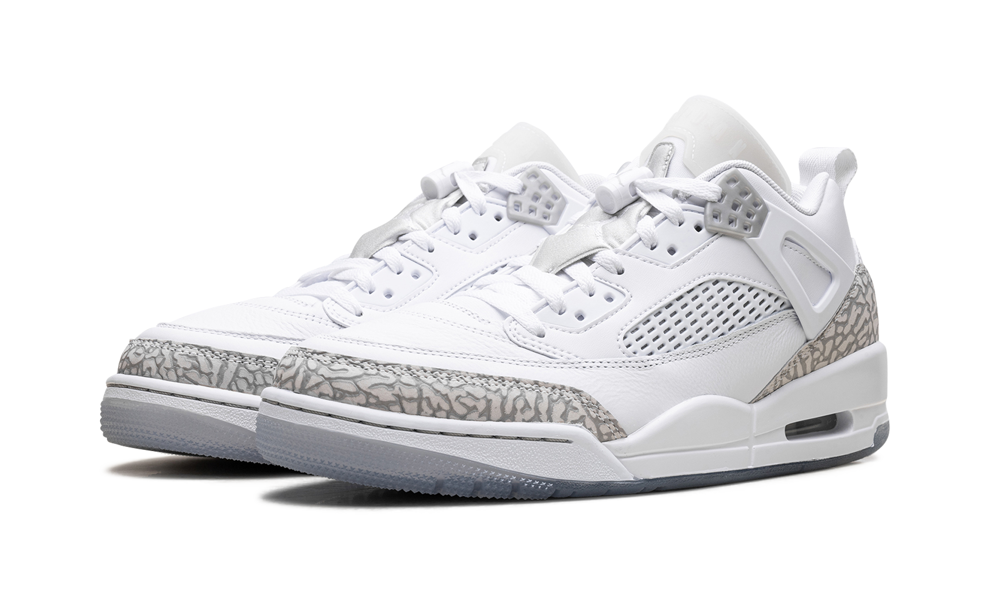 AJ Spizike Low "White Metallic Silver Barely Blue Neutral Grey"
