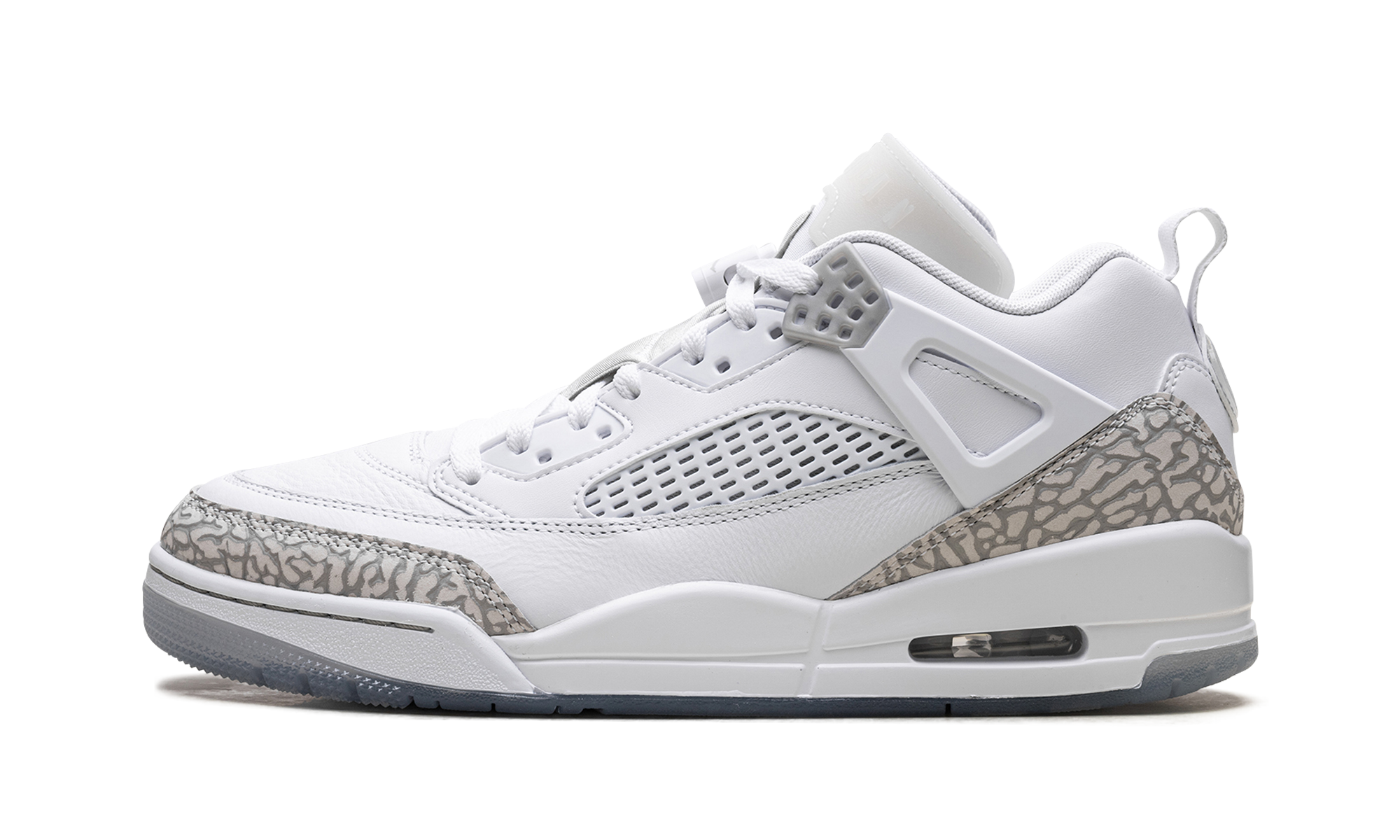 AJ Spizike Low "White Metallic Silver Barely Blue Neutral Grey"
