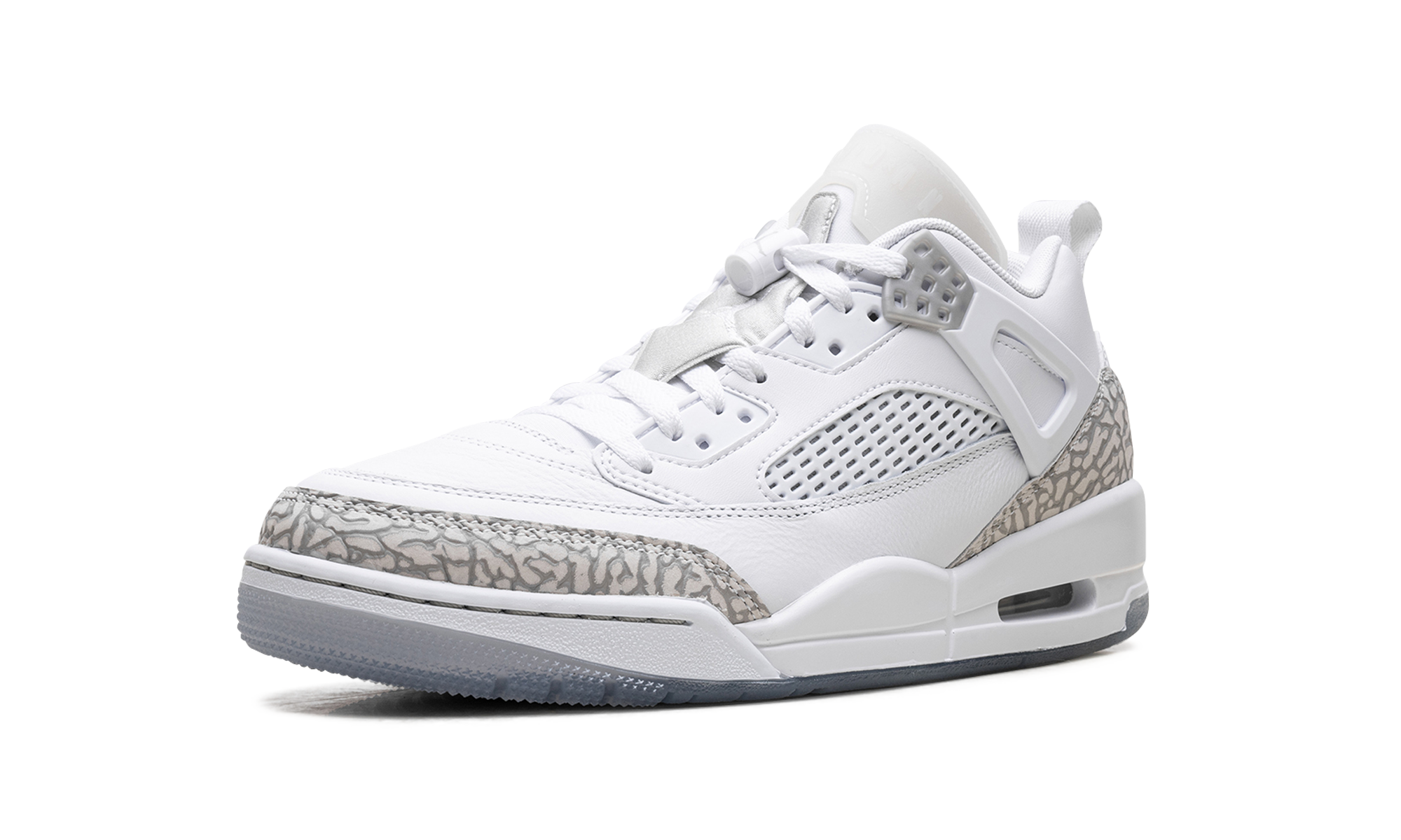 AJ Spizike Low "White Metallic Silver Barely Blue Neutral Grey"