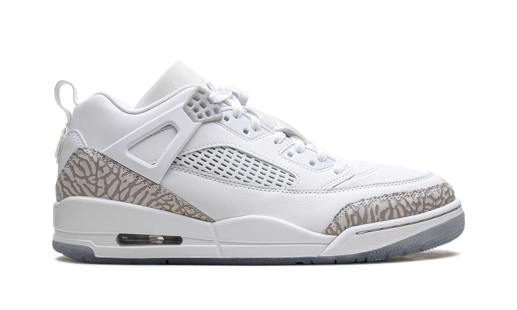 AJ Spizike Low "White Metallic Silver Barely Blue Neutral Grey"