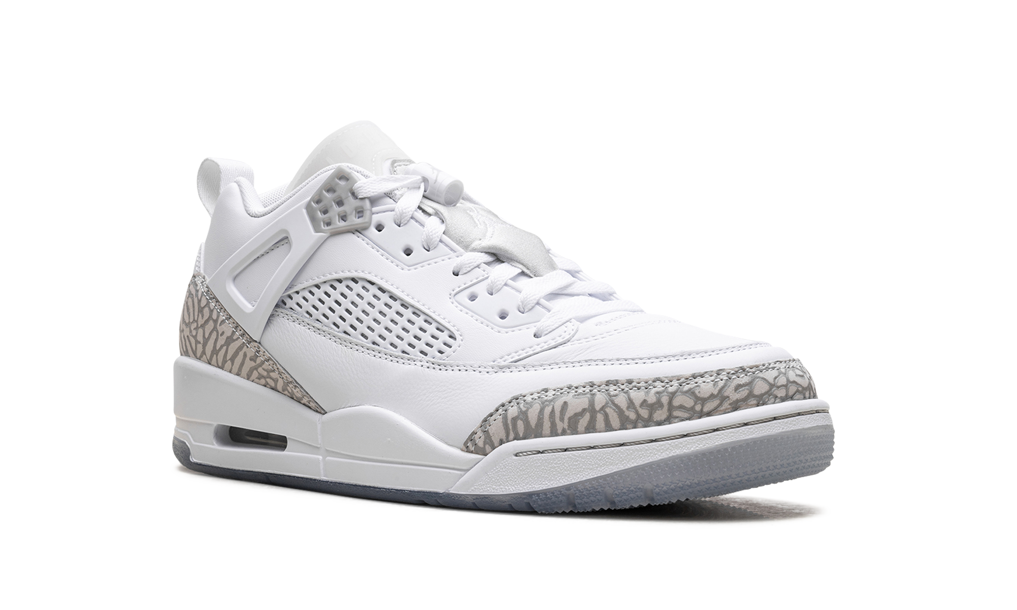 AJ Spizike Low "White Metallic Silver Barely Blue Neutral Grey"