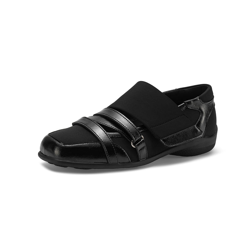 Ballet Sneakers Mary Jane for Women Criss Cross Velcro Leather Designer Flats in Black/Gold/Silver