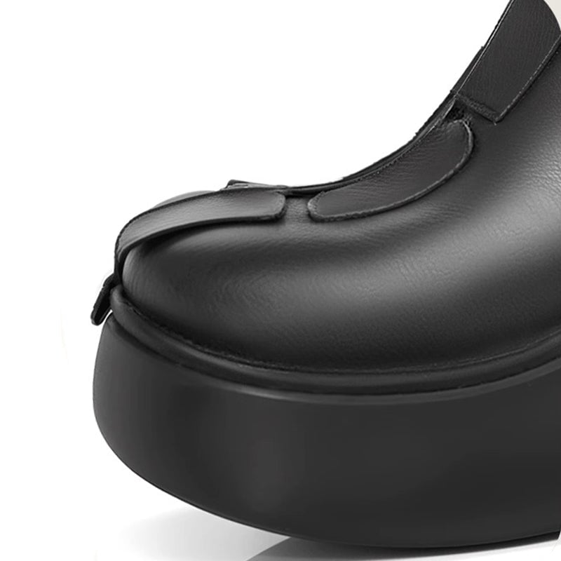 Custom Color 60mm Platform Slippers Leather Mules for Women Backless Loafers in Black