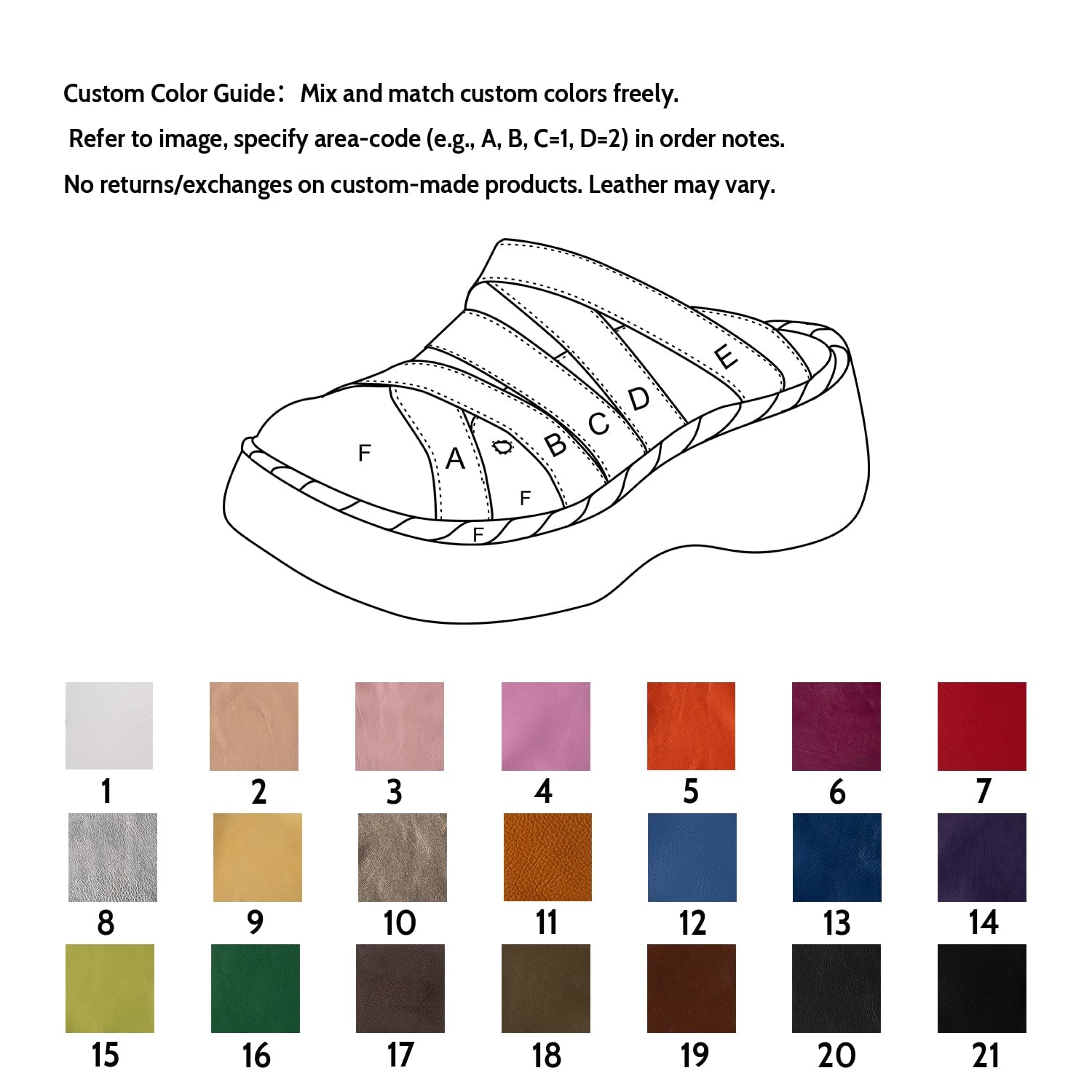 Custom Color Handmade Cowhide Platform Mule Slippers Wedge Sandals in Black/Khaki/Green