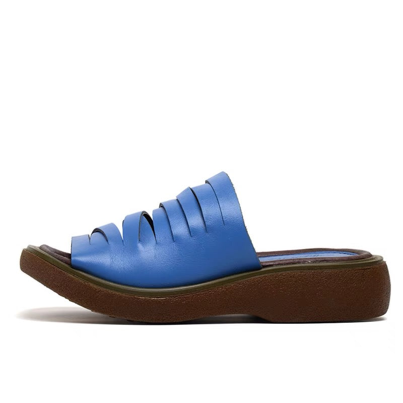 Custom Color Handmade Gladiator Slippers Women Genuine Leather Platform Summer Slippers Outdoor