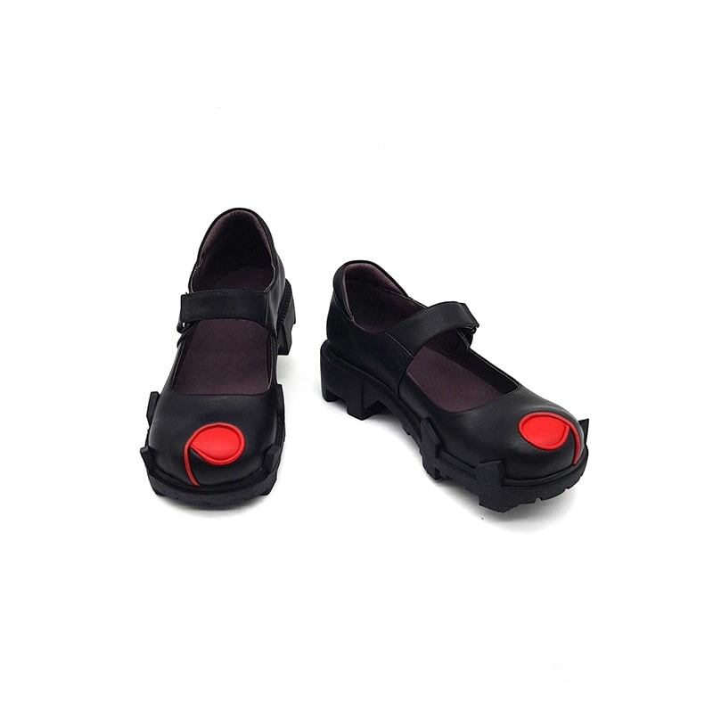Custom Color Handmade Leather Mary Jane Creepers with Polka Dot Design in Black