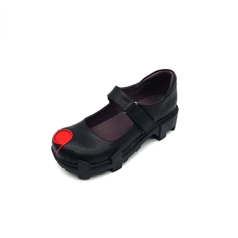 Custom Color Handmade Leather Mary Jane Creepers with Polka Dot Design in Black