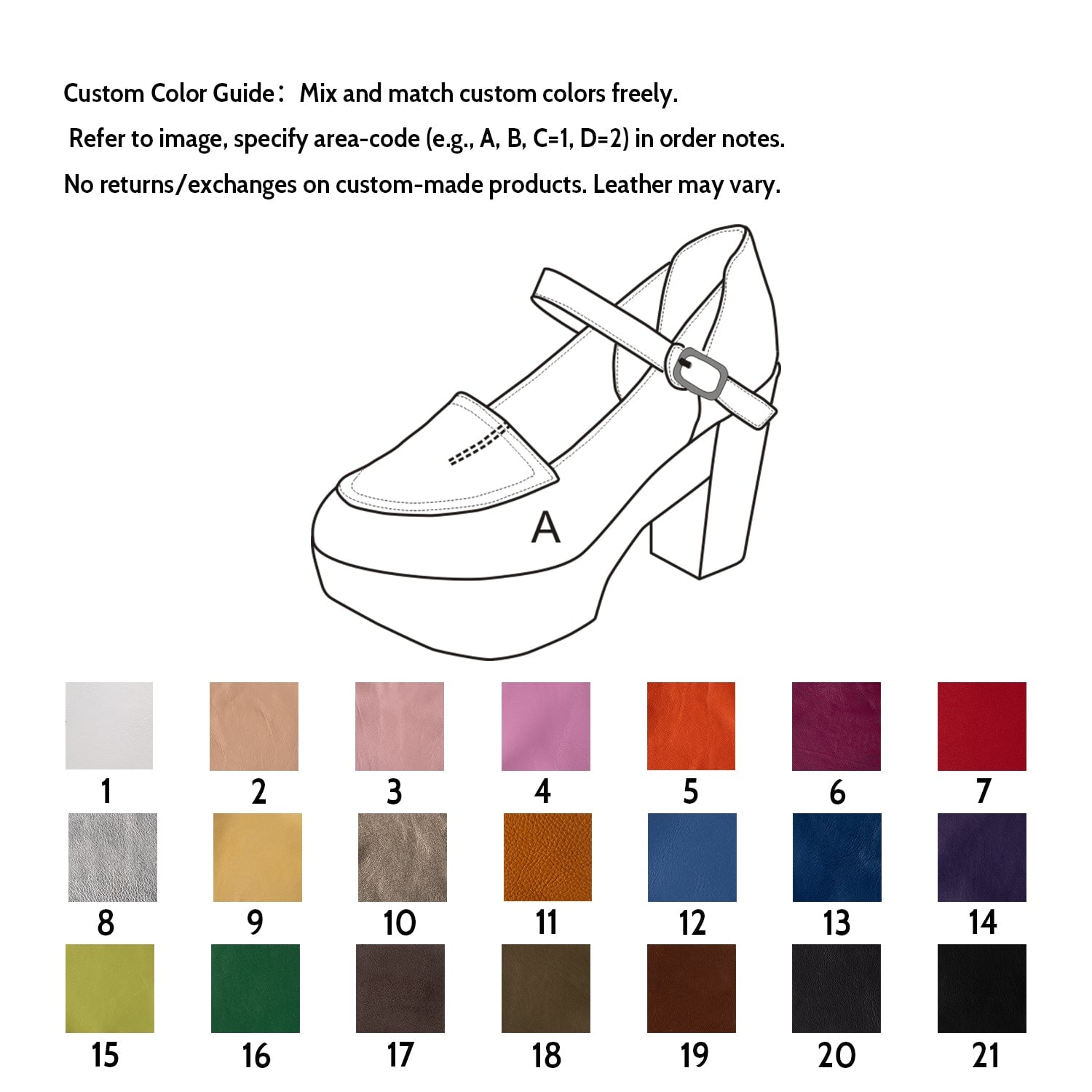 Custom Color Women’s Mary Jane Creepers Leather 90mm Block Heel Platform Shoes in Black/Beige