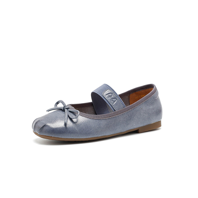 Dwarves Handmade Mary Jane Ballet Flats Square Toe Soft Sheepskin Bow Shoes in 5 Colors