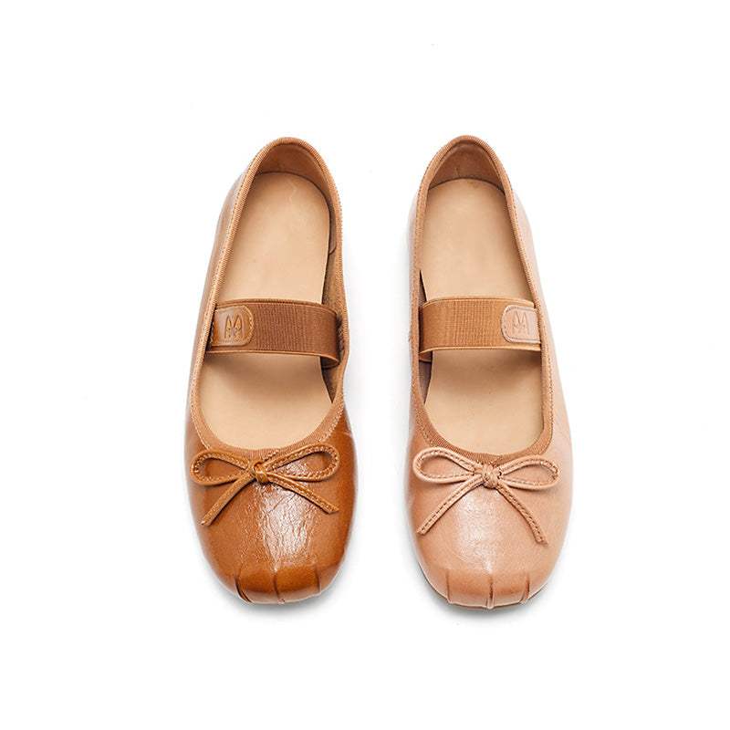 Dwarves Handmade Mary Jane Ballet Flats Square Toe Soft Sheepskin Bow Shoes in 5 Colors