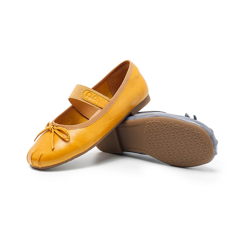 Dwarves Handmade Mary Jane Ballet Flats Square Toe Soft Sheepskin Bow Shoes in 5 Colors