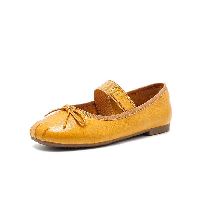 Dwarves Handmade Mary Jane Ballet Flats Square Toe Soft Sheepskin Bow Shoes in 5 Colors