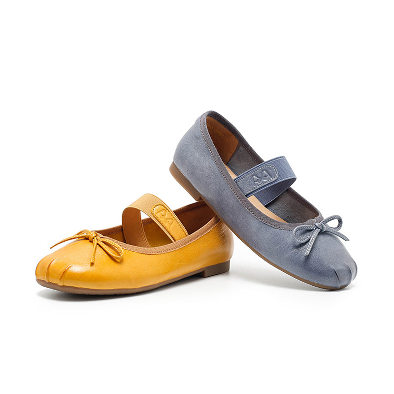 Dwarves Handmade Mary Jane Ballet Flats Square Toe Soft Sheepskin Bow Shoes in 5 Colors