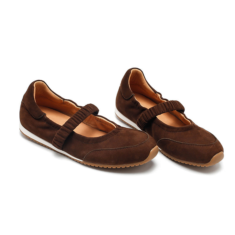 Dwarves Handmade Nubuck Leather Mary Jane Sneakers with Elastic Strap in 4 Colors