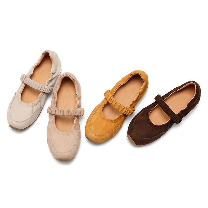 Dwarves Handmade Nubuck Leather Mary Jane Sneakers with Elastic Strap in 4 Colors
