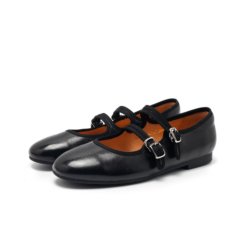 Dwarves Handmade Sheepskin Mary Jane Flats for Women in Champagne/Black/Blue/Yellow