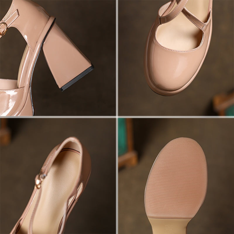 Fashion 100mm High Heel Cross Strap Handmade Leather Pumps in Black/Beige/Pink