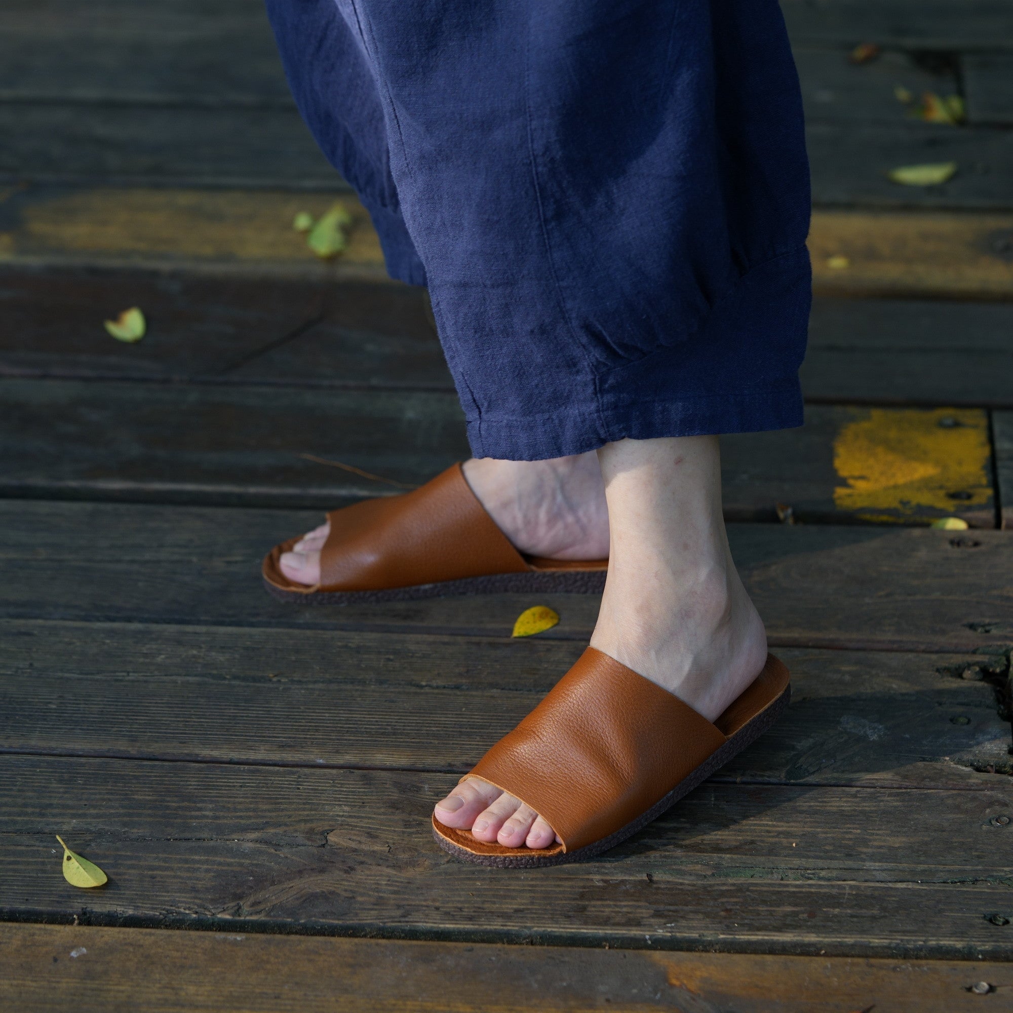 Genuine Leather Slippers for Women Flat in Coffee/Red/Brown/Apricot