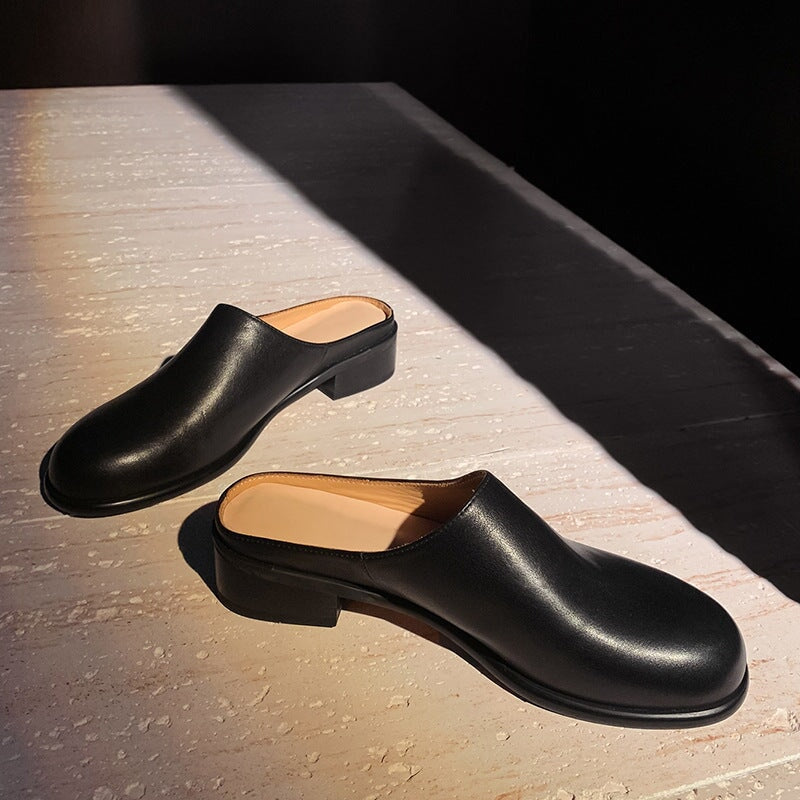Handmade Leather Mules for Women Backless Loafers in Brown/Black/Beige