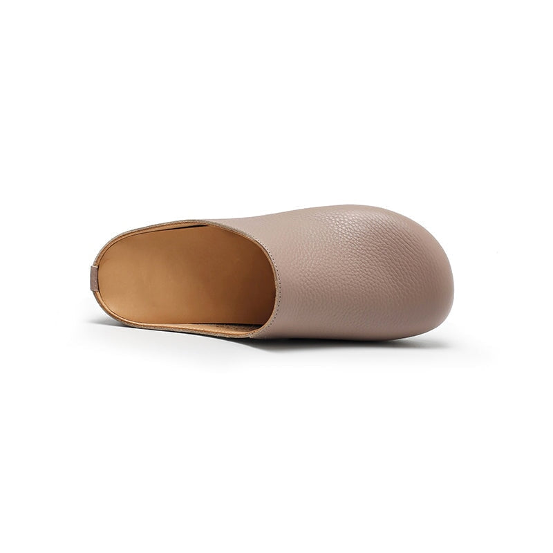 Handmade Lychee Grain Leather Slippers Soft Casual Comfort Mules in 6 Color