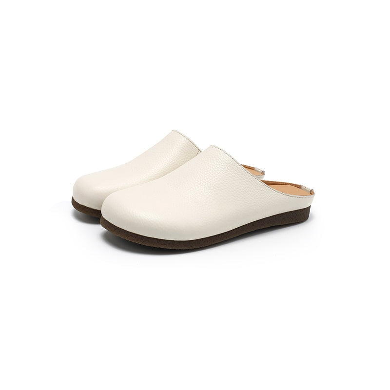 Handmade Lychee Grain Leather Slippers Soft Casual Comfort Mules in 6 Color