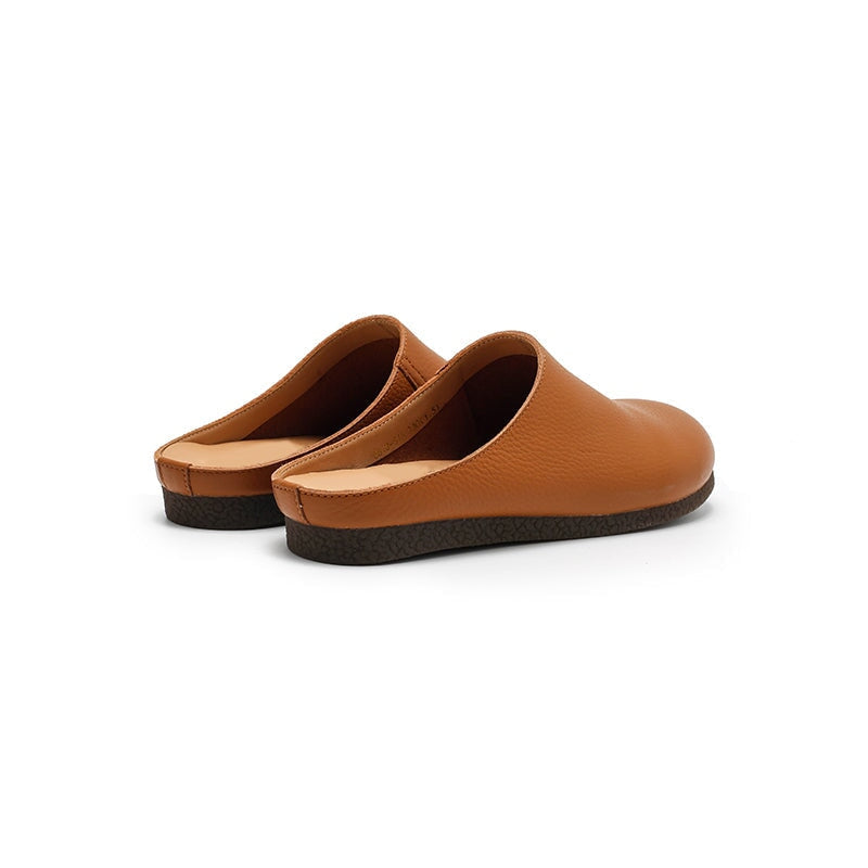 Handmade Lychee Grain Leather Slippers Soft Casual Comfort Mules in 6 Color
